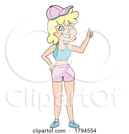 Cartoon Blond Woman Giving a Thumbs up by lineartestpilot