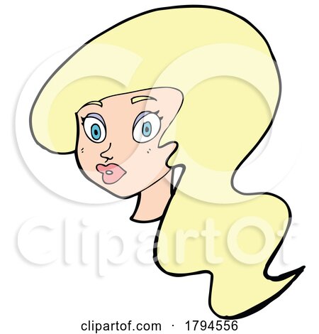 Sticker of a Cartoon Pretty Female Face by lineartestpilot