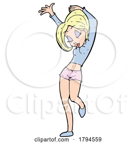 Cartoon Blond Woman Dancing by lineartestpilot