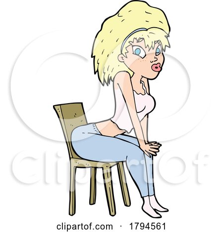 Cartoon Blond Woman Sitting Sexy in a Chair by lineartestpilot