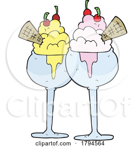 Cartoon Ice Cream Sundaes by lineartestpilot