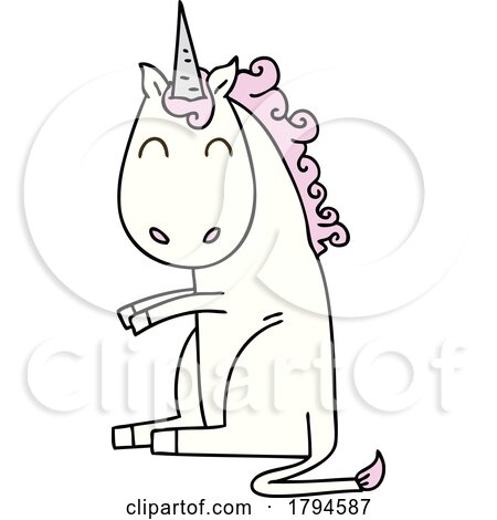 Cartoon Sitting Unicorn by lineartestpilot
