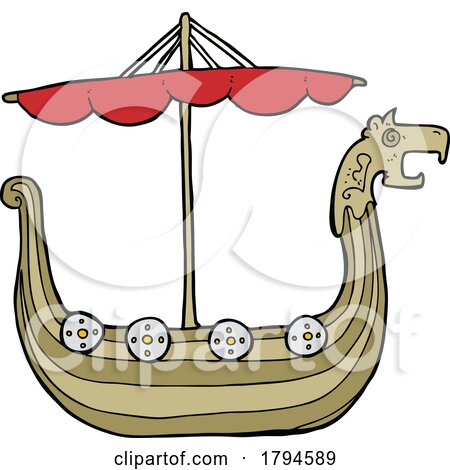 Cartoon Viking Ship by lineartestpilot