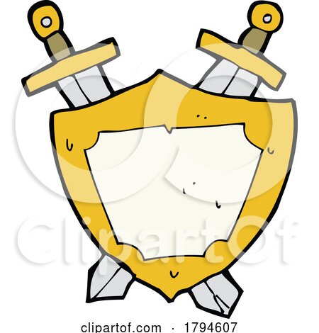 Cartoon Shield with Crossed Swords by lineartestpilot