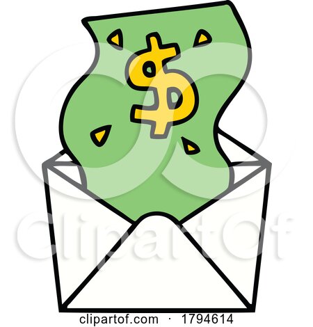 Cartoon Envelope with a Bill or Refund by lineartestpilot