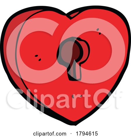 Cartoon Heart Shaped Lock with Key Hole by lineartestpilot