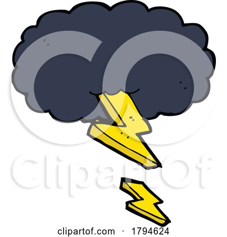 Cartoon Lightning Storm Cloud by lineartestpilot