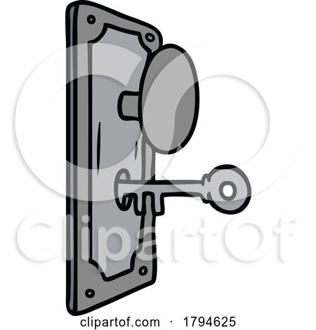 Cartoon Antique Door Lock and Key by lineartestpilot