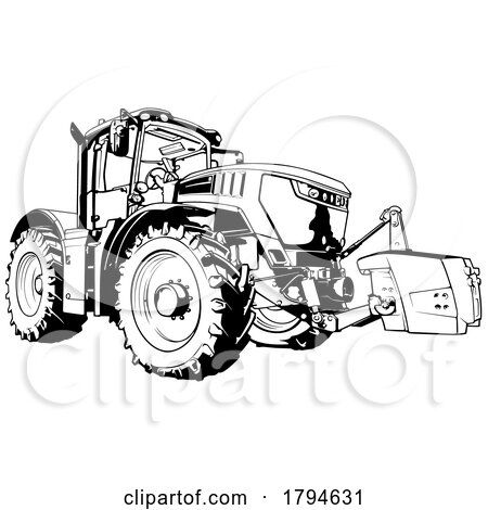 Black and White Agricultural Tractor by dero