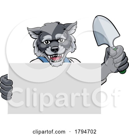 Gardener Wolf Cartoon Tool Handyman Mascot by AtStockIllustration