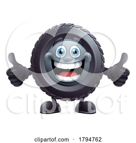 Tyre Cartoon Tire Car Mechanic Service Mascot by AtStockIllustration