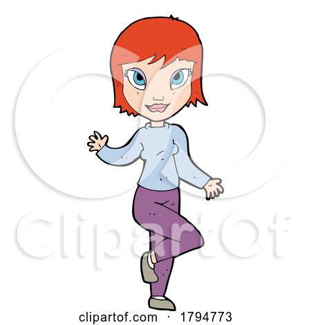 Clipart Cartoon Woman Walking by lineartestpilot