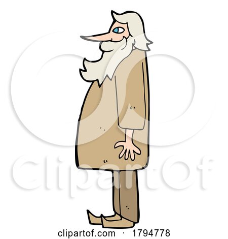 Clipart Cartoon Senior Man in Profile by lineartestpilot