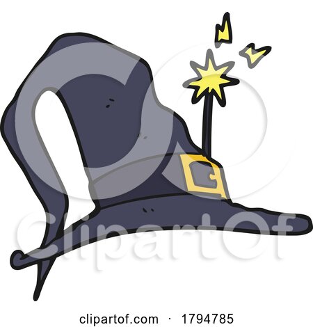 Clipart Cartoon Witch Hat and Magic Wand by lineartestpilot