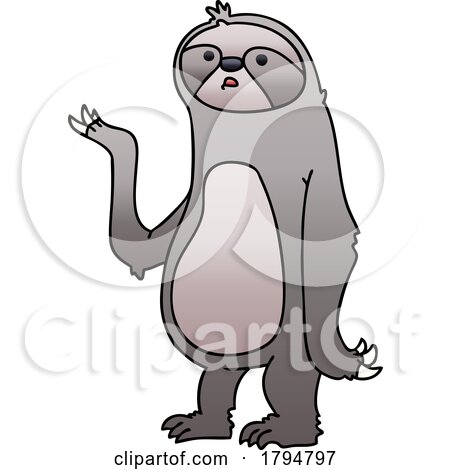 Quirky Gradient Shaded Cartoon Sloth by lineartestpilot
