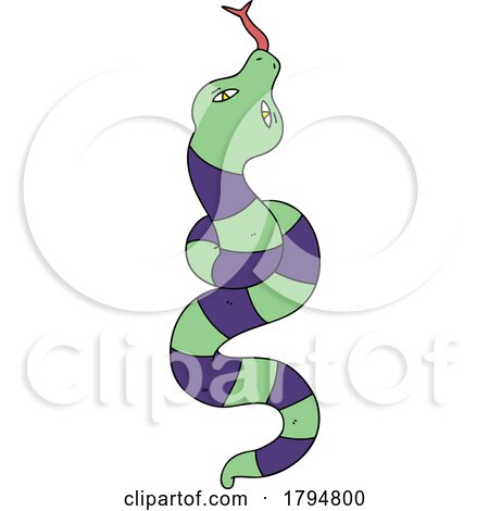 Clipart Cartoon Green and Purple Snake by lineartestpilot