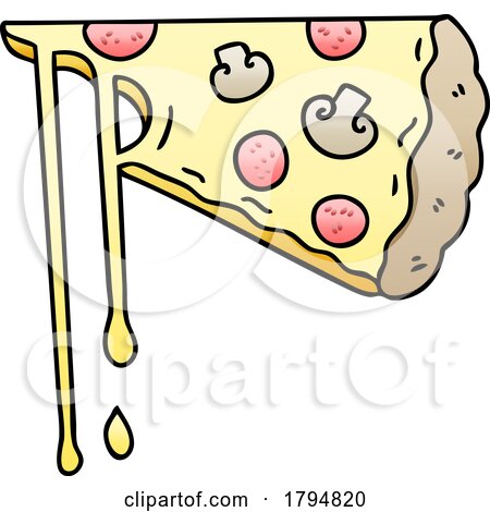 Clipart Cartoon Melty Pizza Slice by lineartestpilot