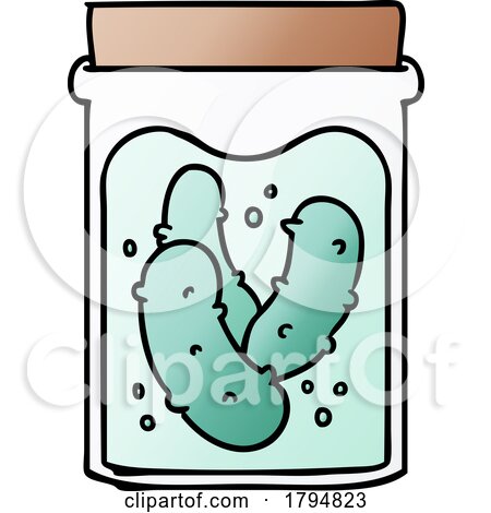 Clipart Cartoon Jar of Pickles by lineartestpilot