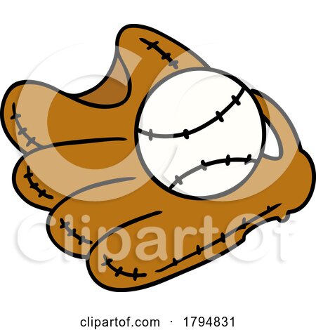 Clipart Cartoon Glove and Baseball by lineartestpilot