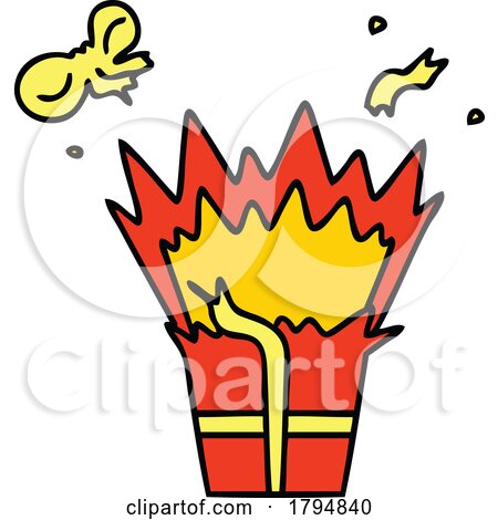 Clipart Cartoon Exploding Gift by lineartestpilot