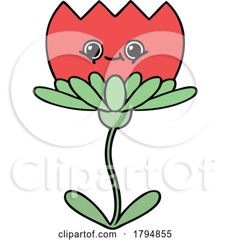 Clipart Cartoon Red Tulip by lineartestpilot