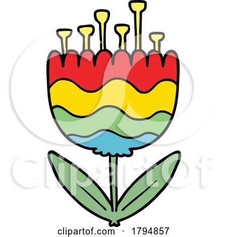 Sticker of a Cartoon Patterned Flower by lineartestpilot