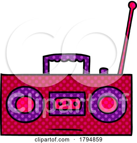 Clipart Cartoon Cassette Player Radio by lineartestpilot