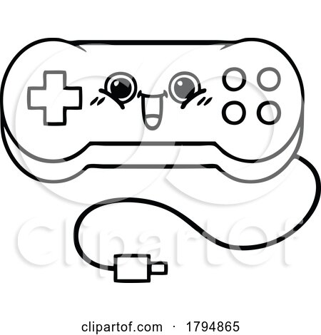 Clipart Cartoon Happy Video Game Controller Character by lineartestpilot