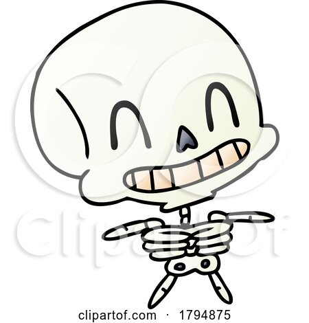 Clipart Cartoon Grinning Skeleton by lineartestpilot