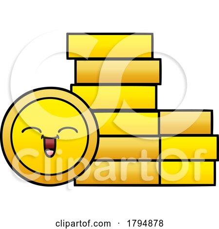 Clipart Cartoon Happy Coin and Stack by lineartestpilot