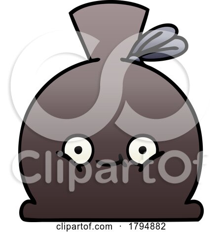 Clipart Cartoon Happy Trash Bag by lineartestpilot