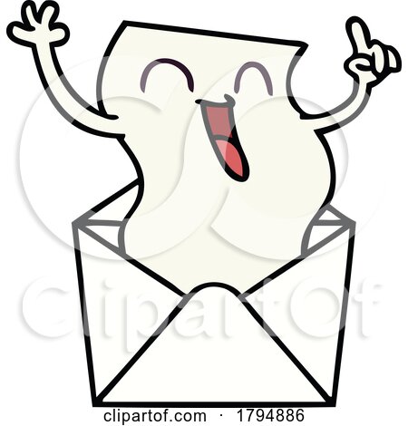 Clipart Cartoon Happy Letter in an Envelope by lineartestpilot