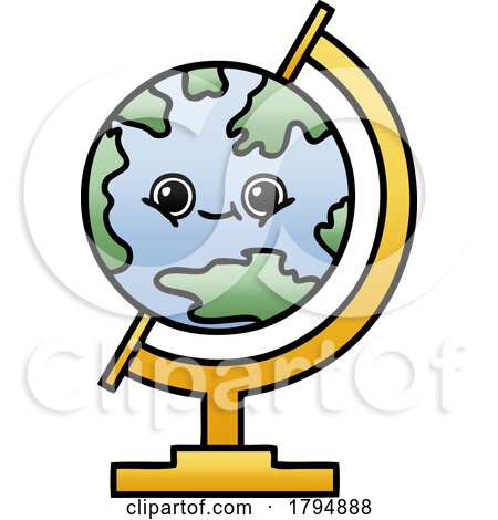 Clipart Cartoon Happy Desk Globe by lineartestpilot