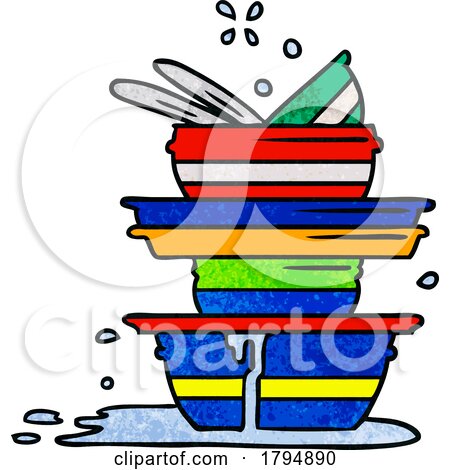 Clipart Cartoon Pile of Dirty Dishes by lineartestpilot