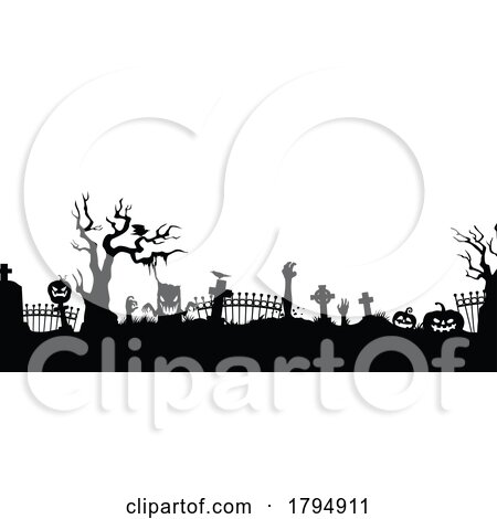 Border of a Halloween Cemetery by Vector Tradition SM