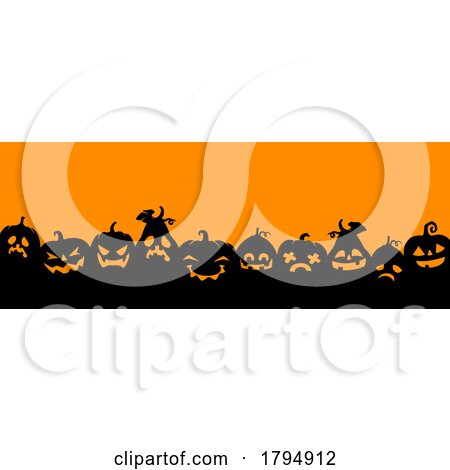 Border of Halloween Jackolantern Pumpkins by Vector Tradition SM
