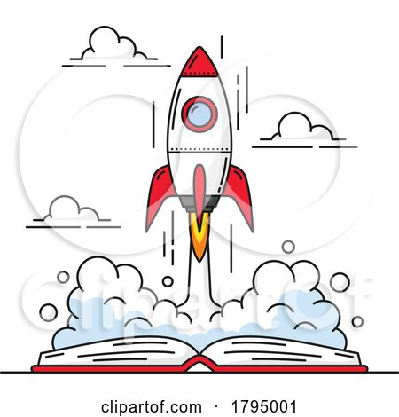 Rocket Launching from a Book by Vector Tradition SM