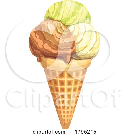 Waffle Ice Cream Cone by Vector Tradition SM