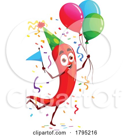Party Chili Pepper Vegetable Food Mascot by Vector Tradition SM