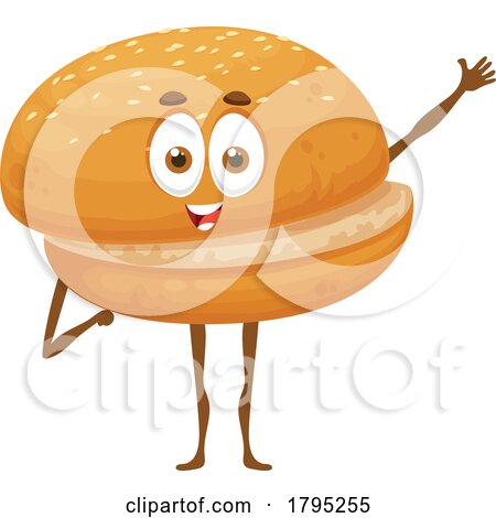 Hamburger Bun Bread Mascot by Vector Tradition SM