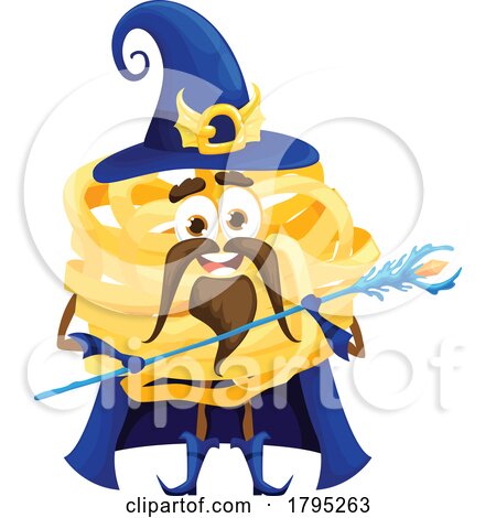 Wizard Tagliatelle Pasta Food Mascot by Vector Tradition SM
