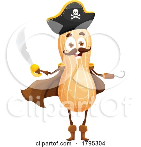 Pirate Peanut Food Mascot by Vector Tradition SM