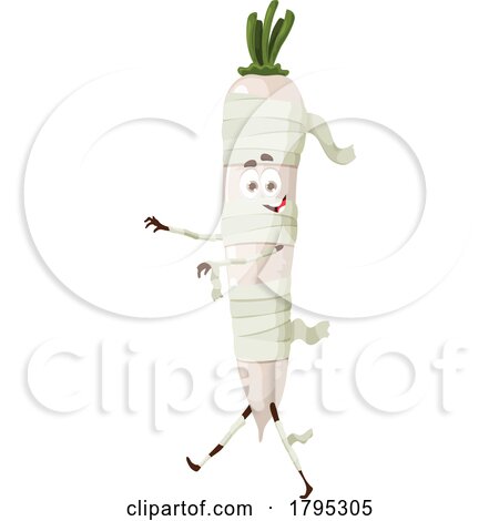 Daikon Mummy Food Fruit Mascot by Vector Tradition SM
