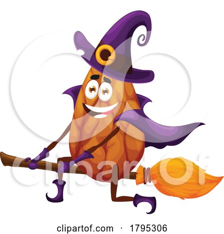Witch Almond Food Mascot by Vector Tradition SM