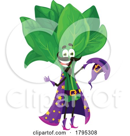 Wizard Spinach Vegetable Food Mascot by Vector Tradition SM