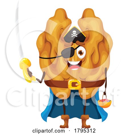 Pirate Walnut Food Mascot by Vector Tradition SM