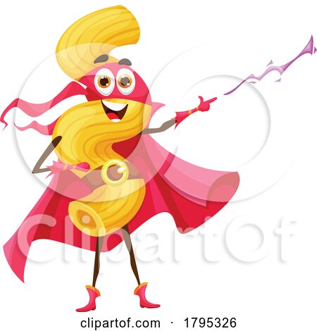Super Hero Cavatappi Pasta Food Mascot by Vector Tradition SM
