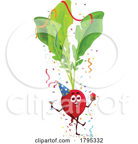 Party Radish Vegetable Food Mascot by Vector Tradition SM