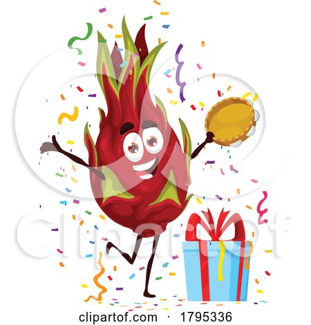 Party Dragon Fruit Food Fruit Mascot by Vector Tradition SM