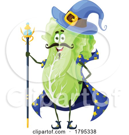 Wizard Chinese Cabbage Vegetable Food Mascot by Vector Tradition SM